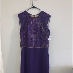 Tadashi shoji purple lace top dress